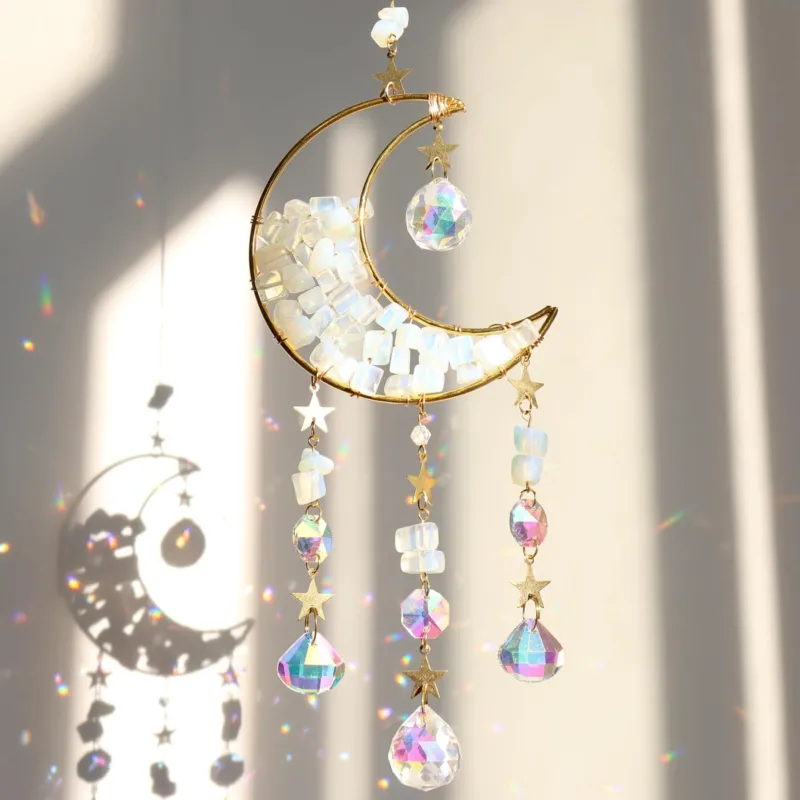Suncatcher crystal window, moon pendant decoration, window decoration hanging, rainbow suncatcher crystal, rainbow pendant